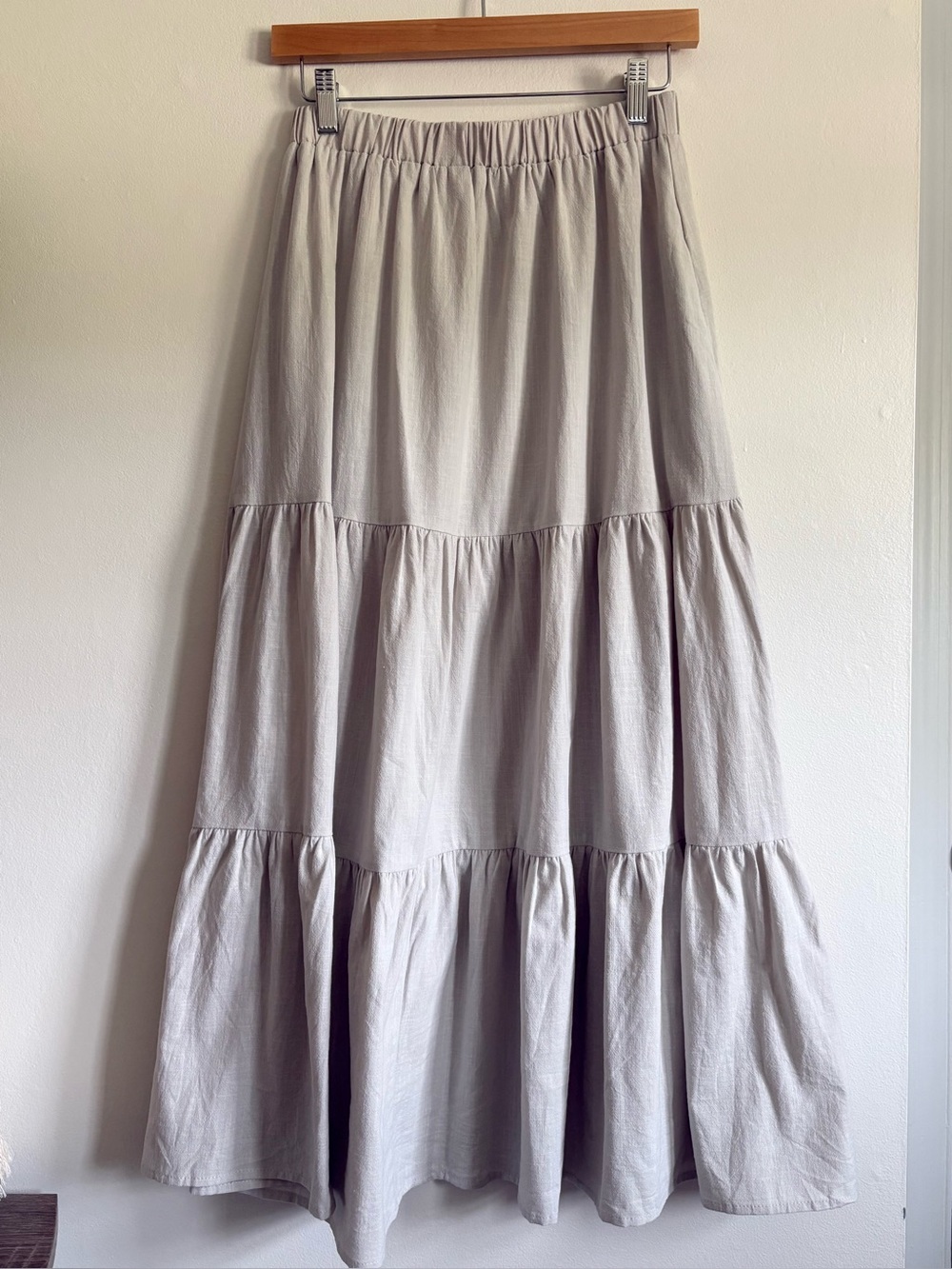 Tiered Maxi Skirt in Light Gray